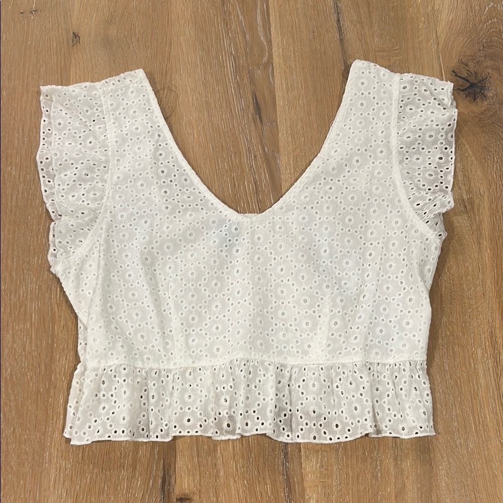 White Eyelet Lace Women's Top
